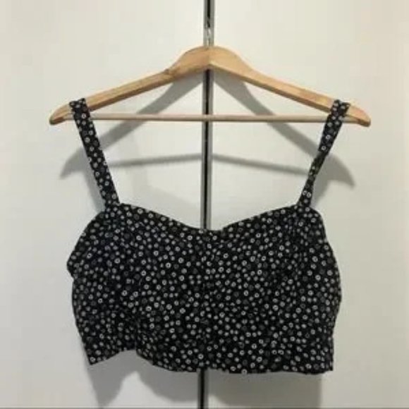 Bethany Mota Flower Crop Bra Top Black and White Sexy Back Floral XL - Picture 4 of 8